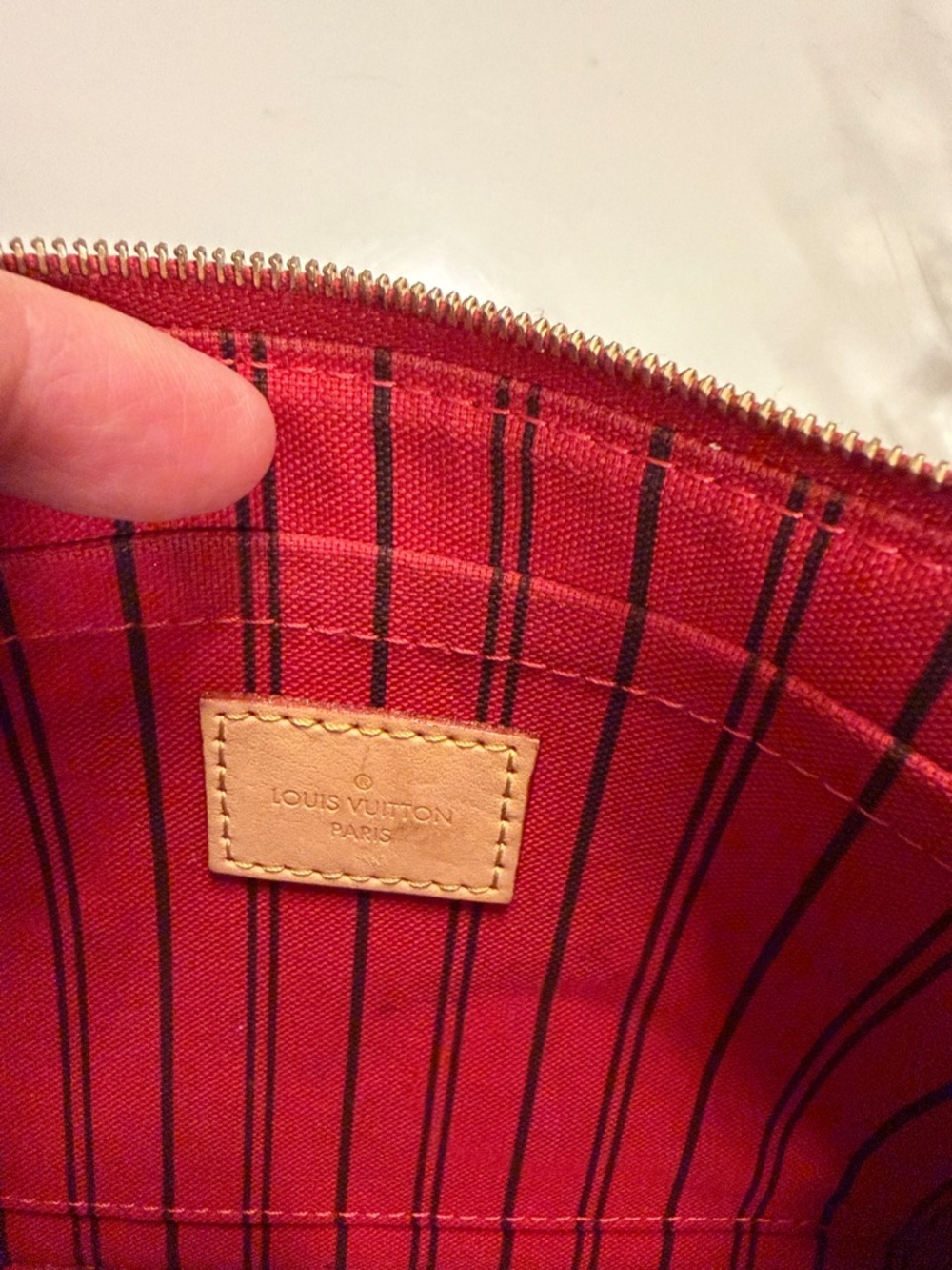 Louis Vuitton Monogram wristlet  with Red Trim and Gold Hardware - Picture 3 of 17